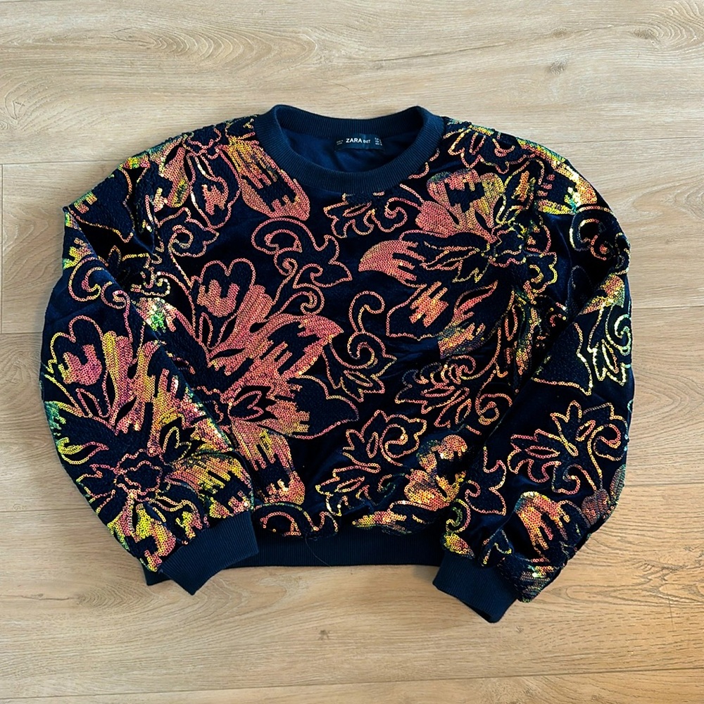 Zara Sequin Cropped Top